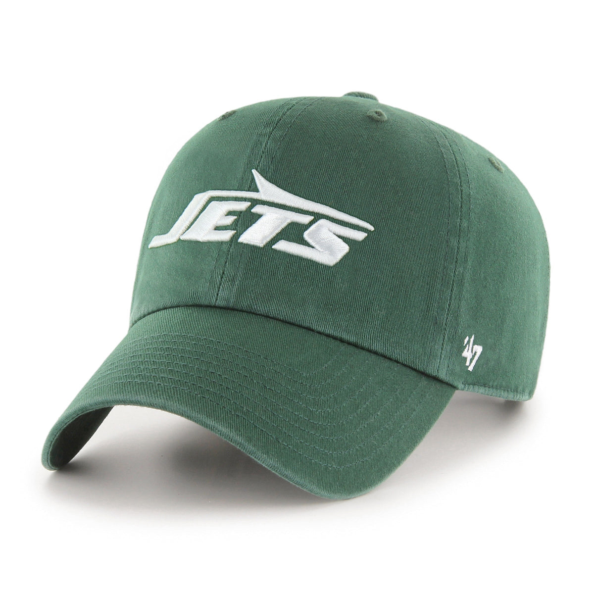 47 Brand New York Jets Clean Up Strapback Hat in Dark Green Legacy Logo | Men