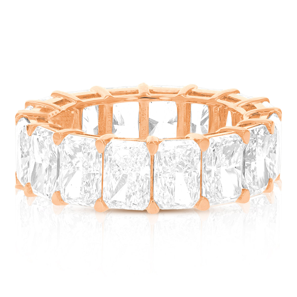 10 cttw Radiant Lab Grown Diamond Eternity Ring Wedding Band in 14K Rose Gold For Women