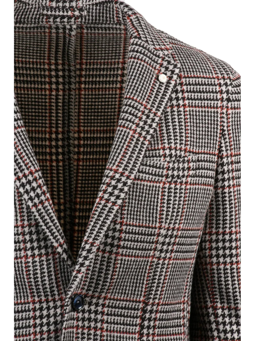Brown Checkered Virgin Wool-Blend Blazer