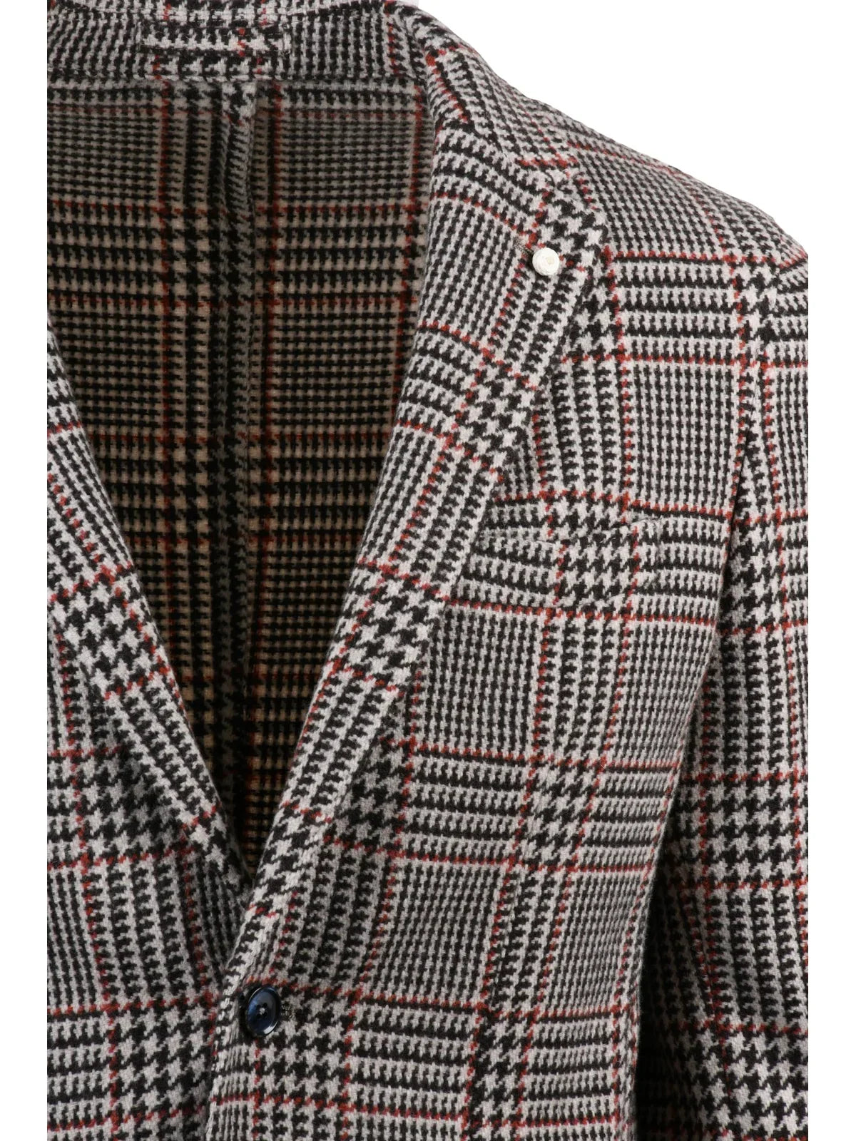 Brown Checkered Virgin Wool-Blend Blazer