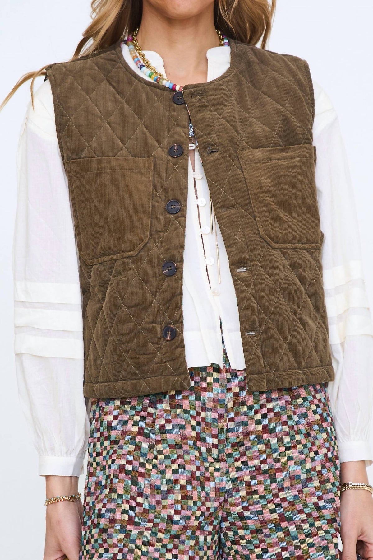 Lizzie Reversible Sleeveless Vest In Multi