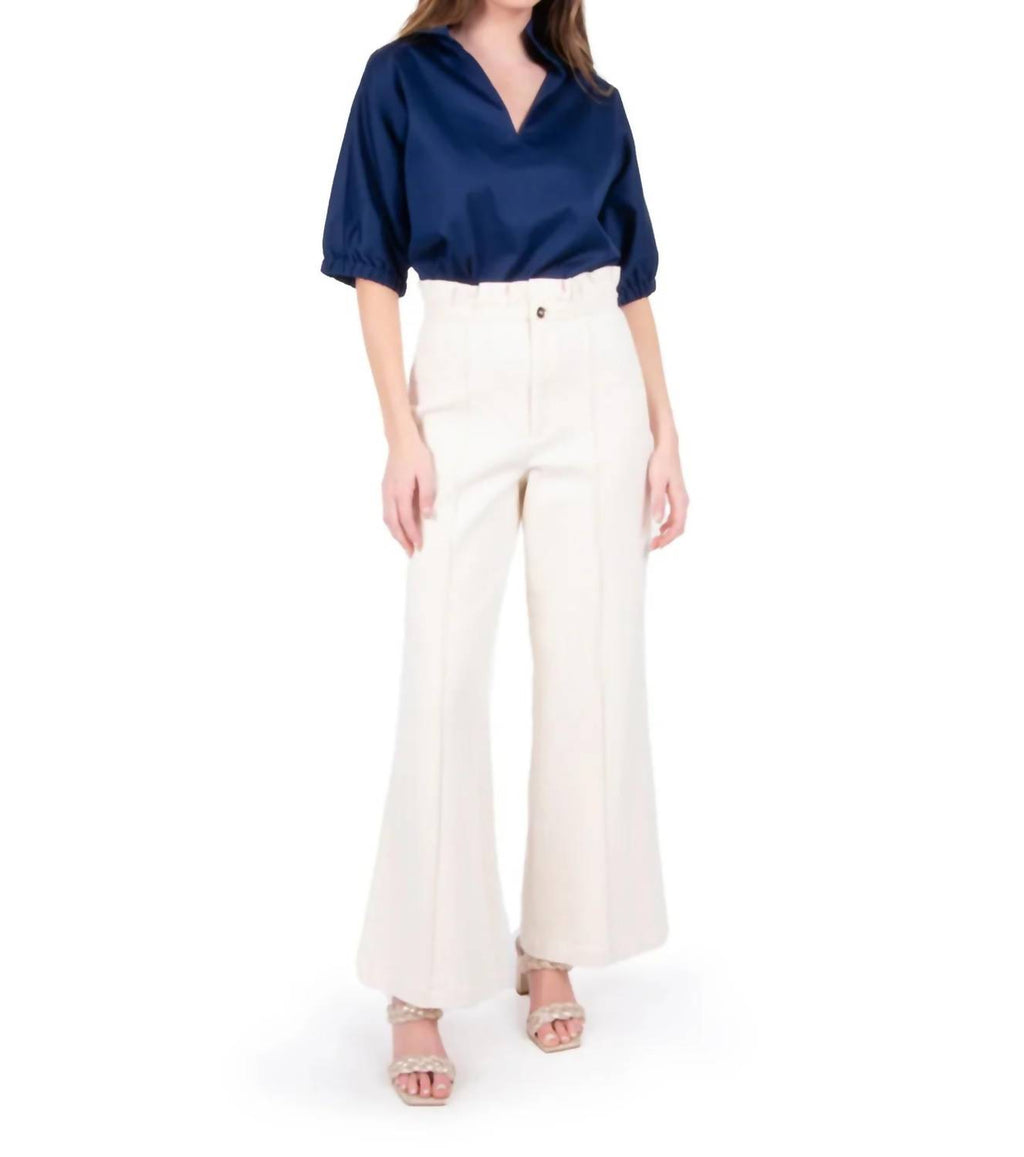 Ruffle Flare Pants In Gardenia