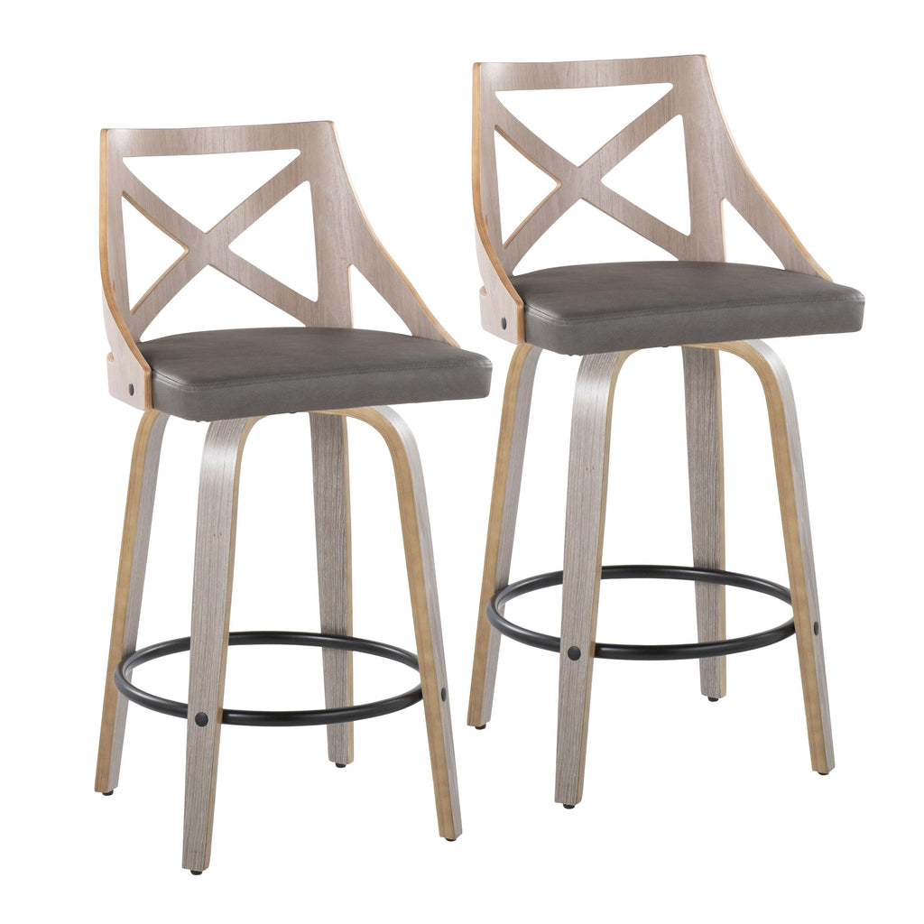Pair of Cushioned Counter Stools with Backrests