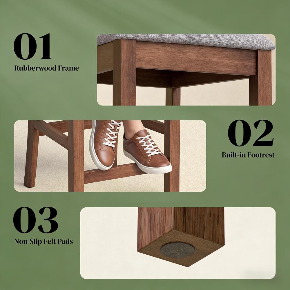 Set of 2 Modern High-Back Counter Stools for Kitchen Islands and Casual Dining