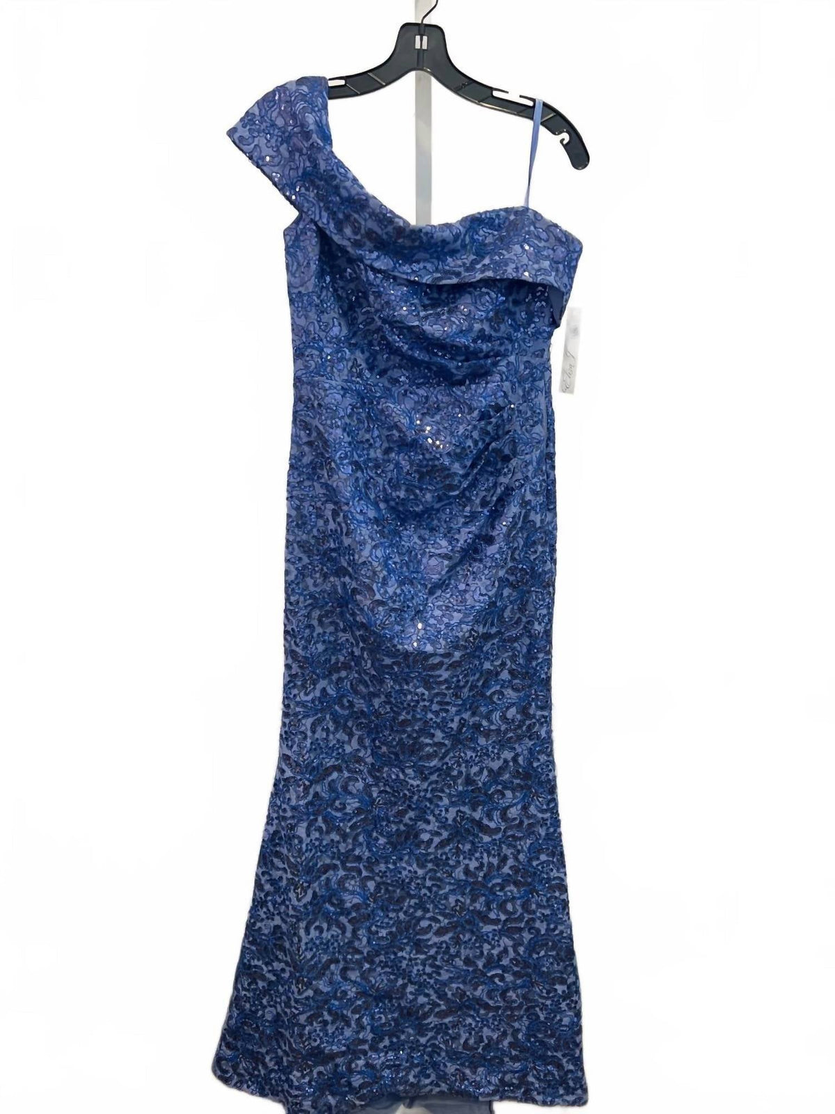 One-Shoulder Side Tucks Long Dress In Blue