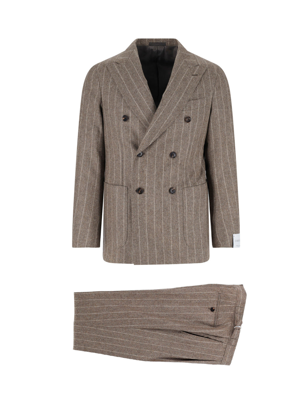 Brown Pinstripe Textured Fabric Suit