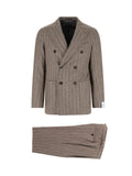 Brown Pinstripe Textured Fabric Suit