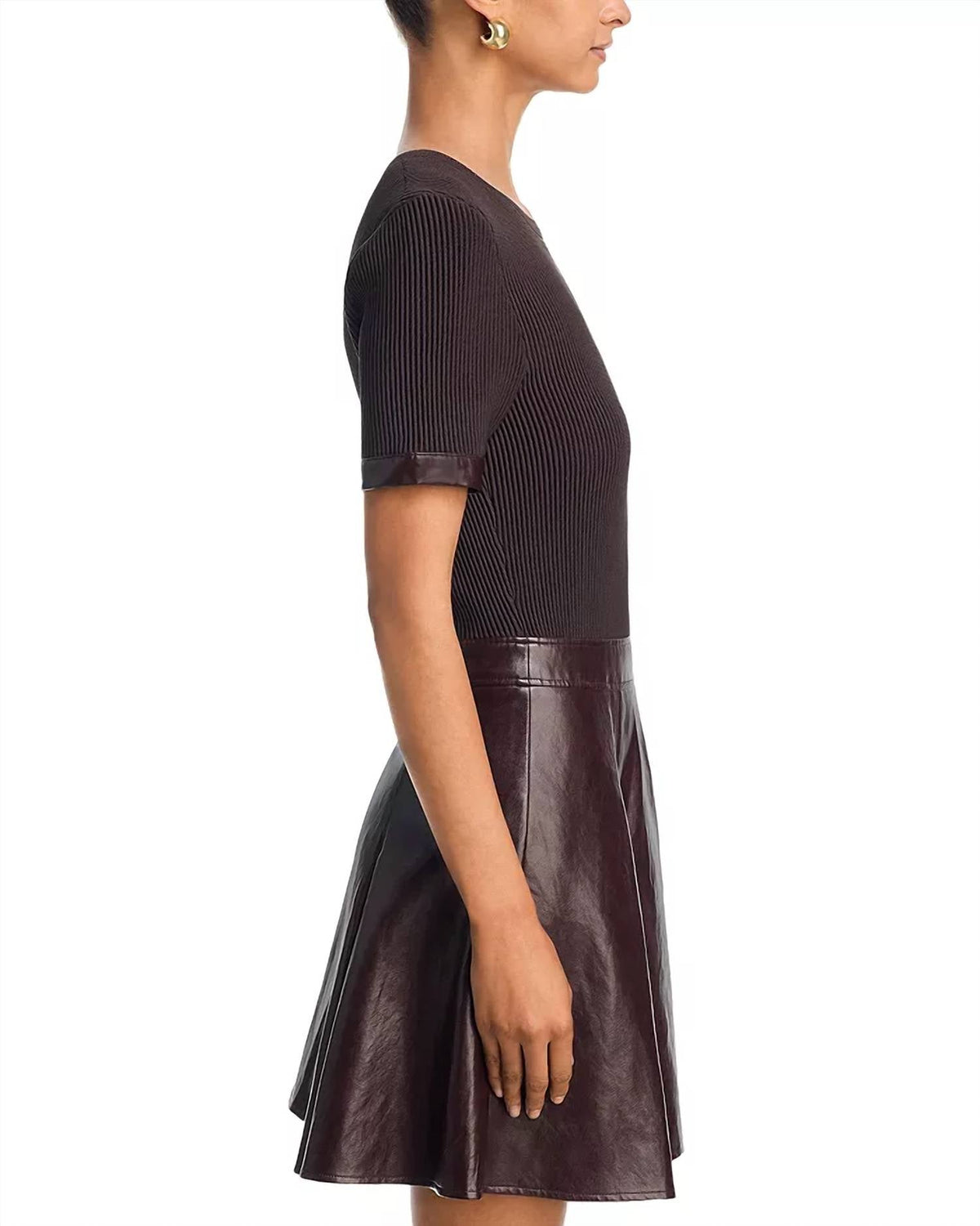 Devyn Knit Skirt Mini Dress In Brown