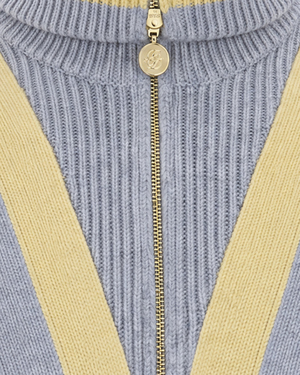 Grey Cable Knit Half-Zip Sweater