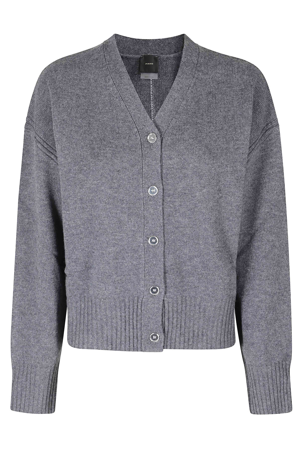 Raven Gray V-Neck Wool-Cashmere Cardigan