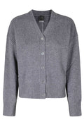 Raven Gray V-Neck Wool-Cashmere Cardigan