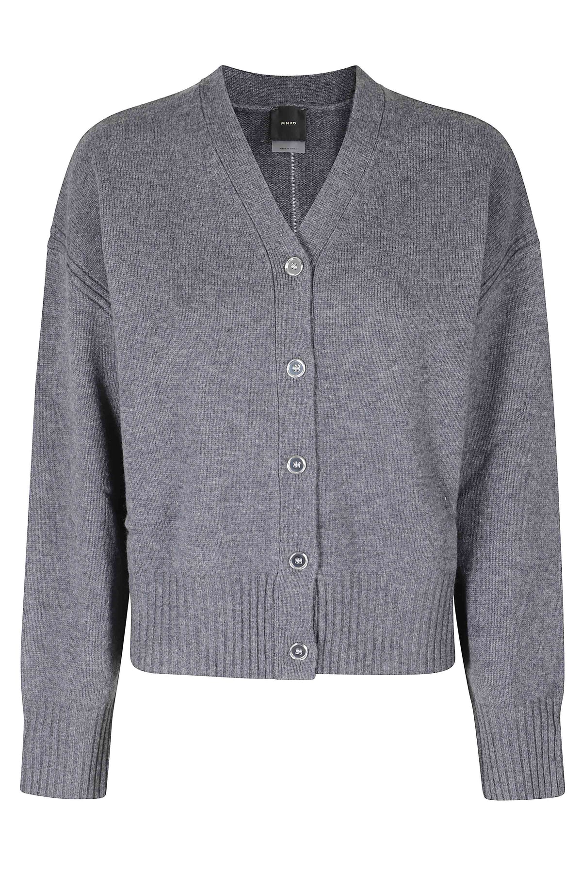 Raven Gray V-Neck Wool-Cashmere Cardigan