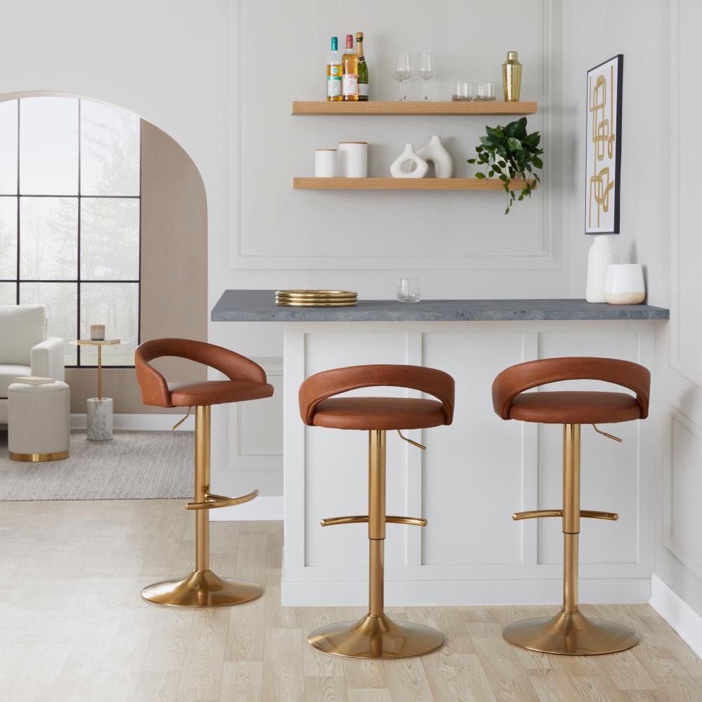 Contemporary Adjustable Bar Chairs with Padded Seating and Elegant Metal Frames