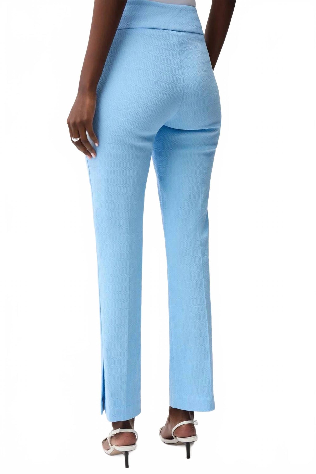 Jacquard Pull-On Straight Pants In Sky Blue