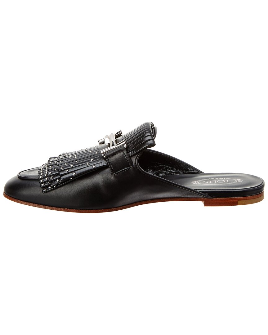 TOD’s Double T Embellished Fringe Leather Mule