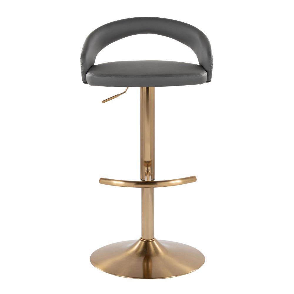 Set of 2 Upholstered Adjustable Barstools with Metal Bases and Rounded Footrests