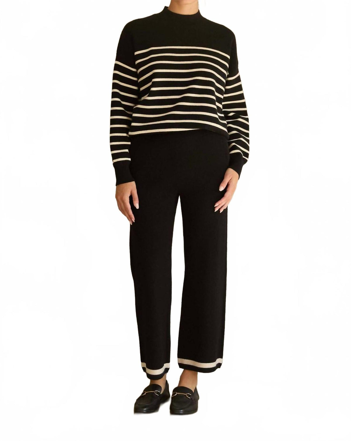 Knit Wide Leg Pants In Black