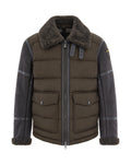 Padded Military Green Synthetic Fur Collar Jacket