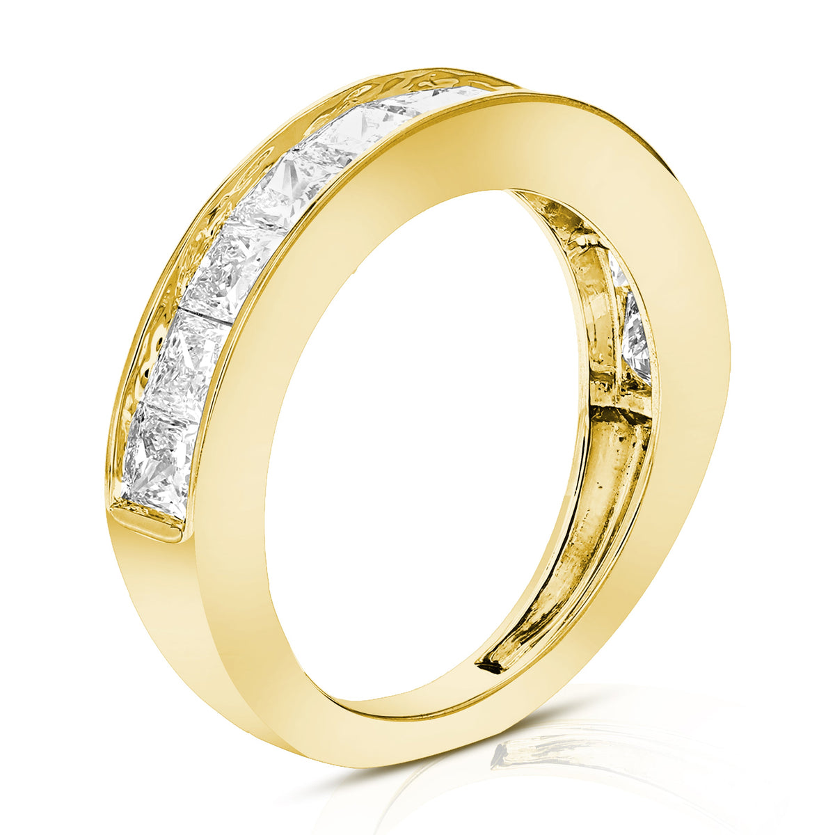 2 cttw Princess Lab Grown Diamond Wedding Band in 14K Yellow Gold For Women