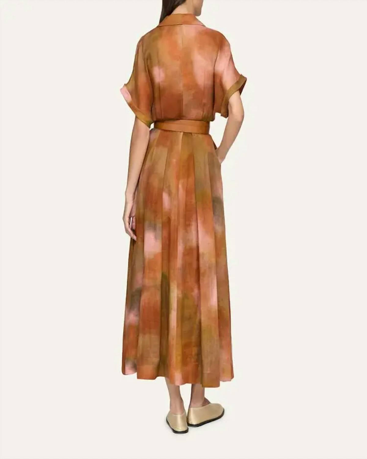 Women's Notch Lapel Shirtdress In Red Ochre Multi