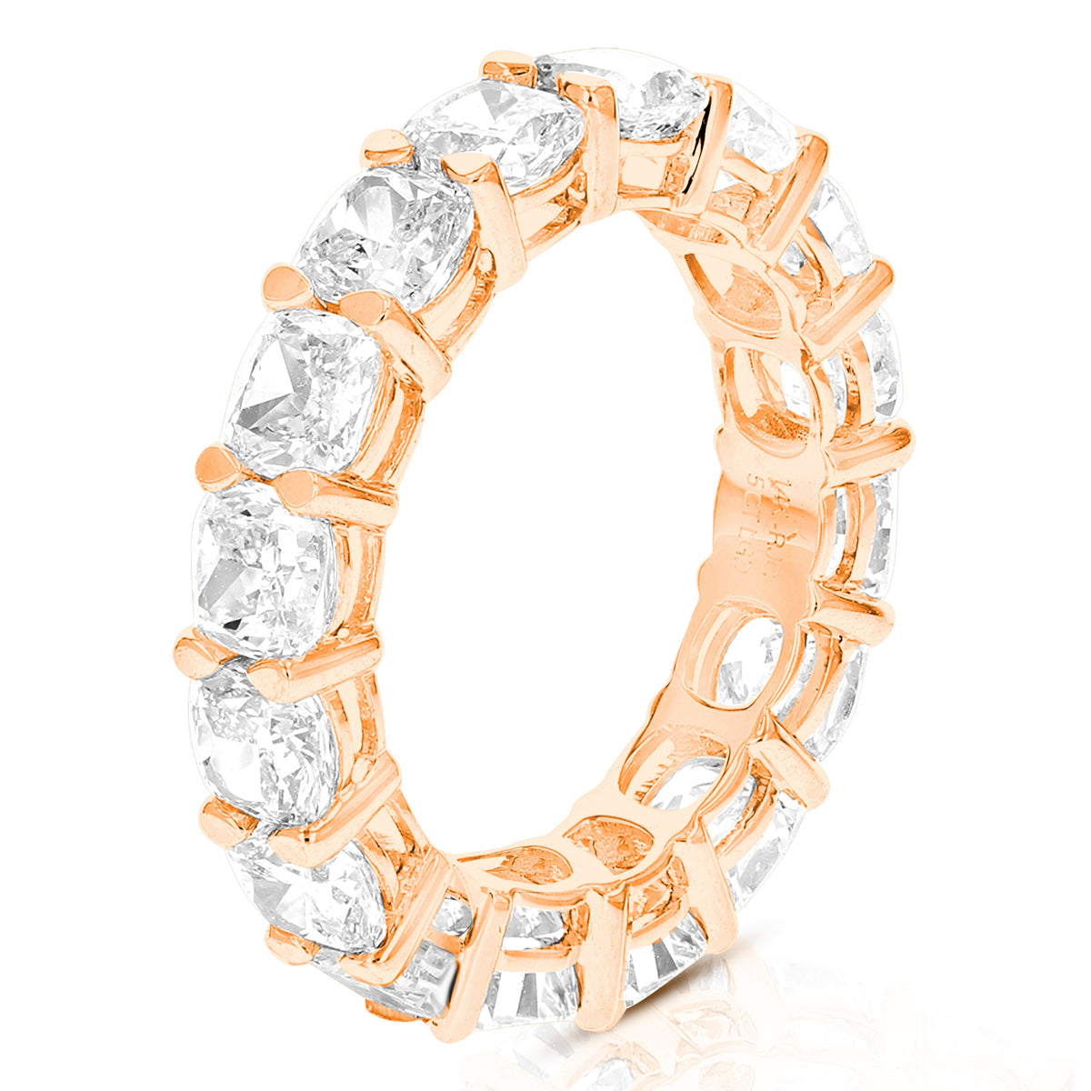 5 cttw Cushion Lab Grown Diamond Eternity Ring Wedding Band in 14K Rose Gold For Women