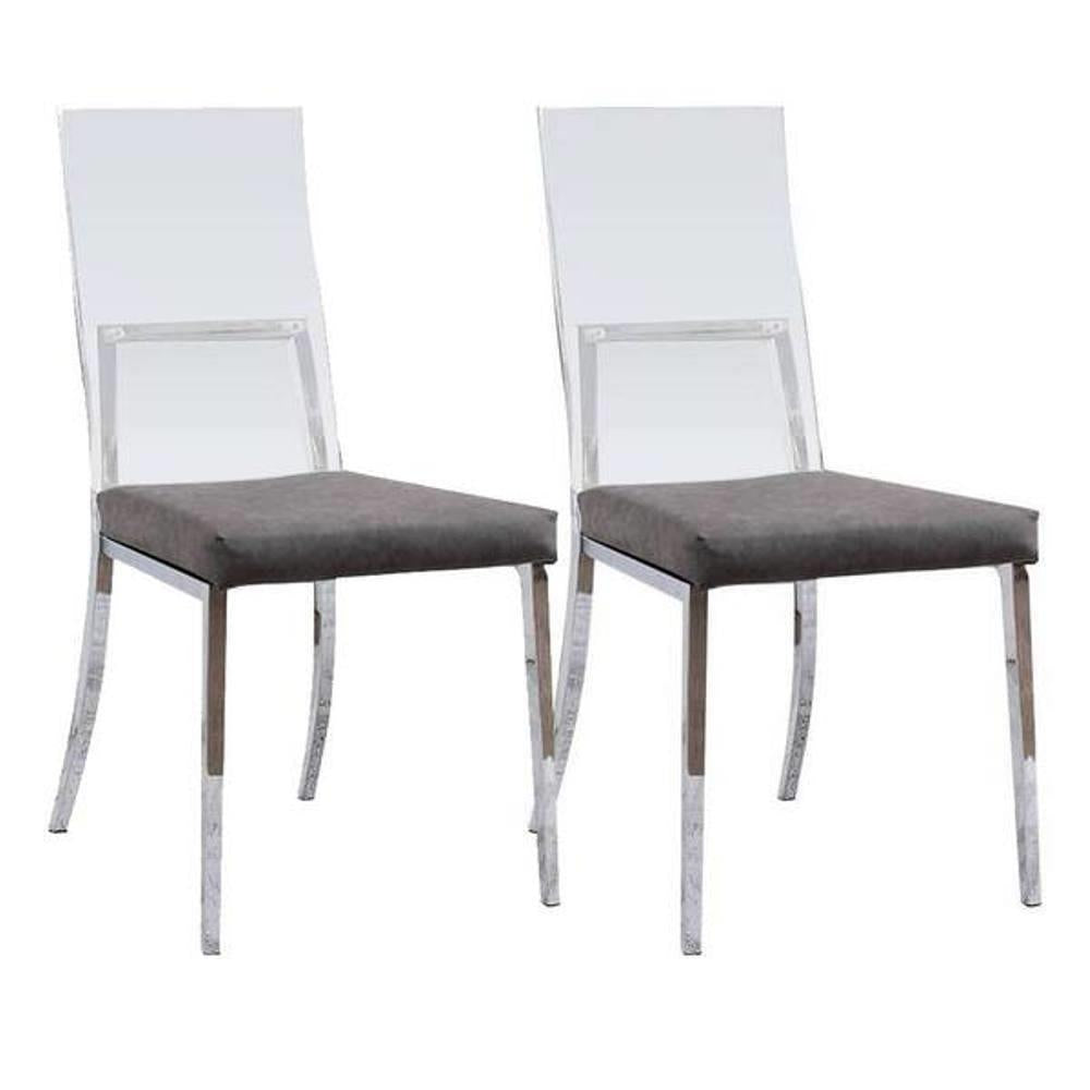 Set of 2 Minimalist Dining Chairs with Transparent Backrests