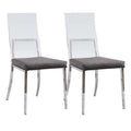 Set of 2 Minimalist Dining Chairs with Transparent Backrests