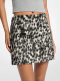 Leopard Faux Fur  Mini Skirt