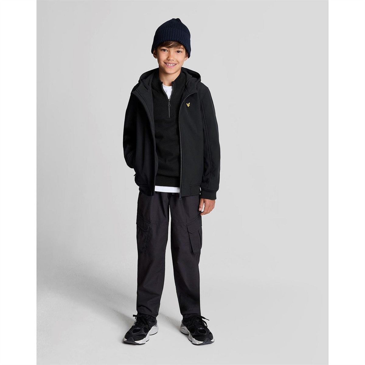 Lyle And Scott Solid Patterned Hooded Neck Ribbed Cuff Softshell Jacket