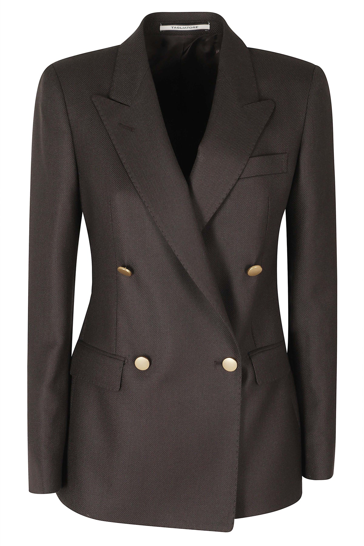 Dark Brown Wool-Silk-Linen Double-Breasted Jacket
