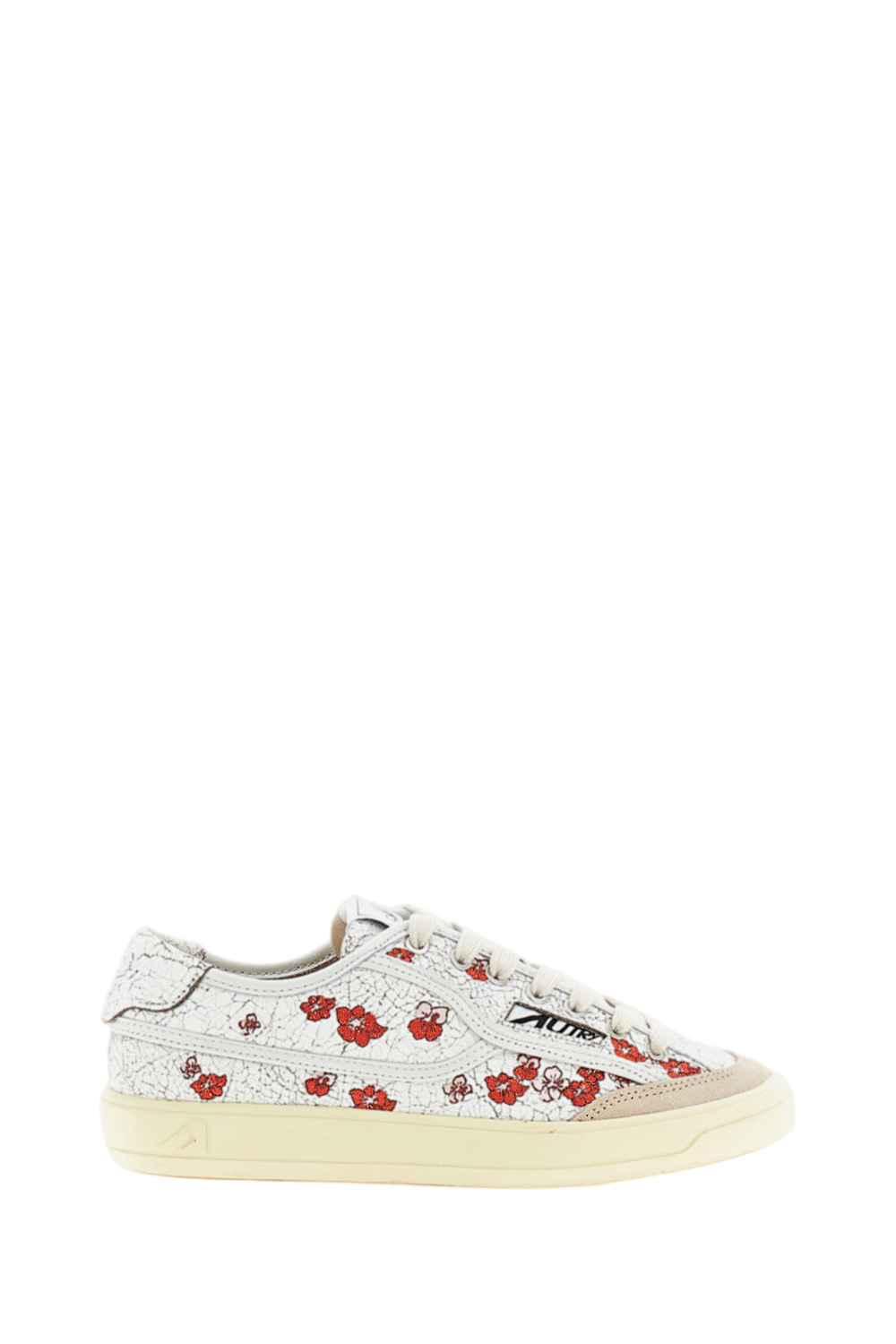 White Windscape Crackle Leather Low-Top Sneakers
