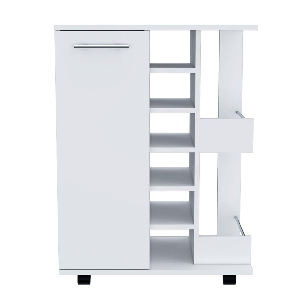 Bar Cart with Bottle Storage and Shelves