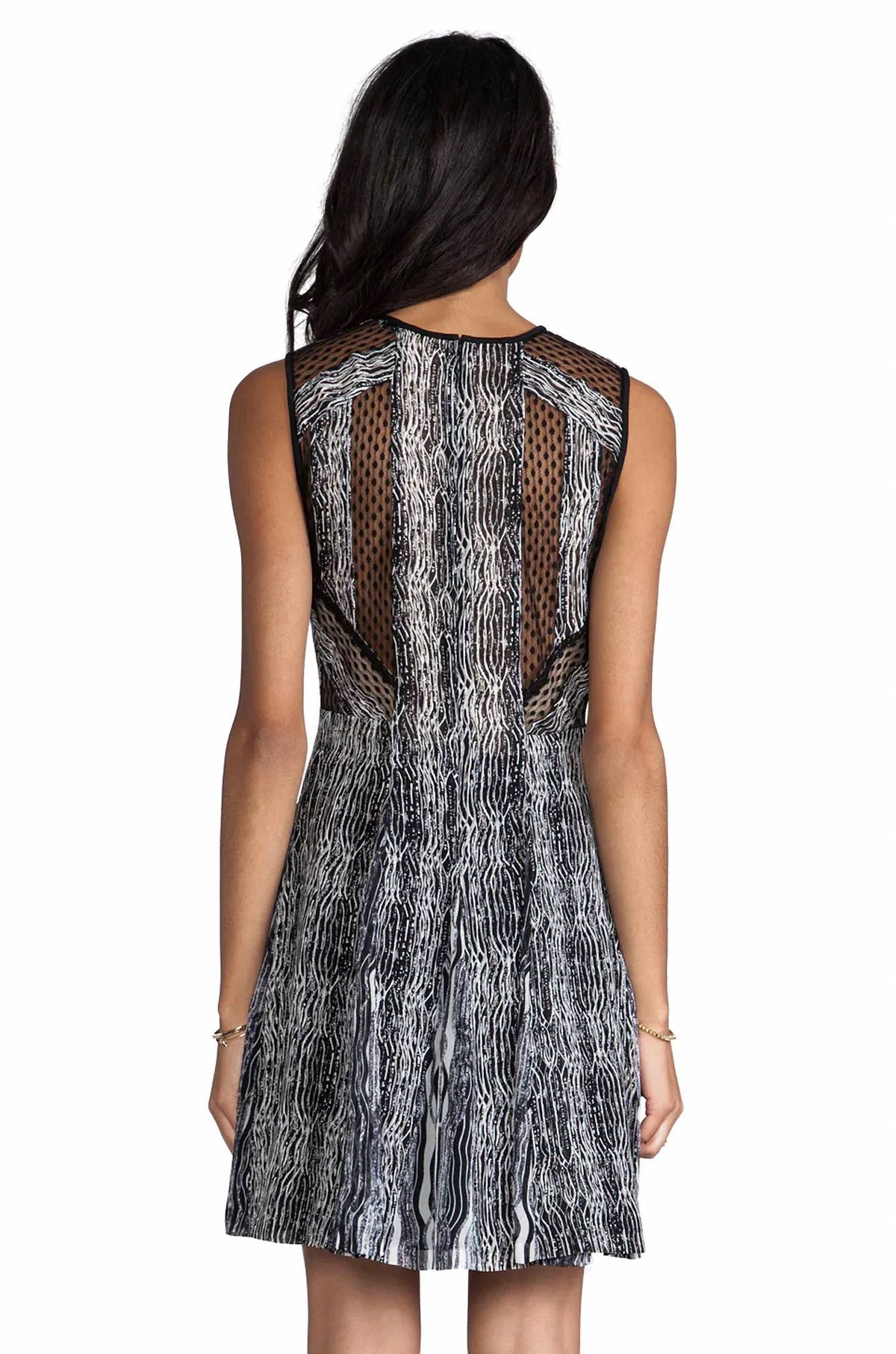 Ida Textured Stripe Dress In Black/grey/white