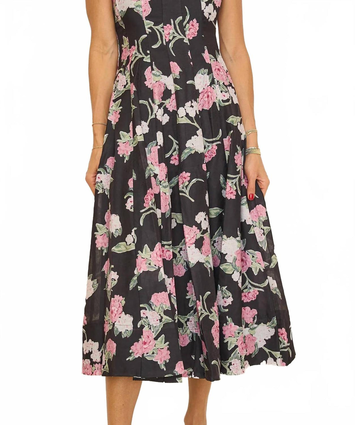 India Midi Dress In Black/ Pink