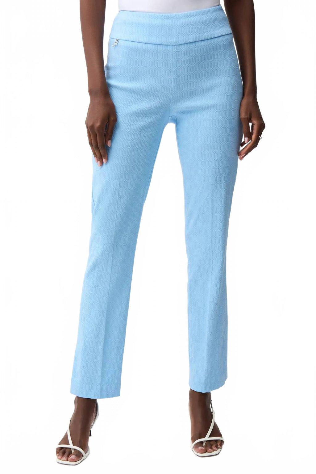 Jacquard Pull-On Straight Pants In Sky Blue