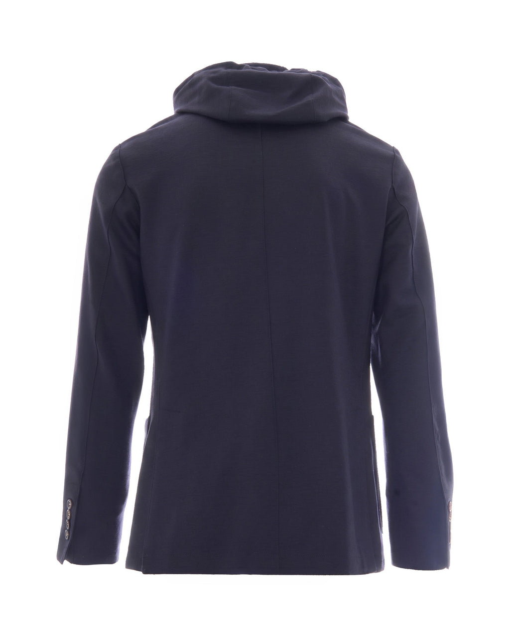 Blue Hooded Layered Closure Blazer