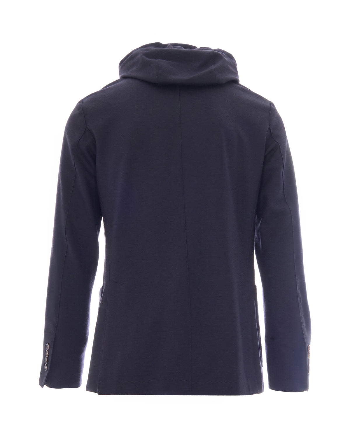 Blue Hooded Layered Closure Blazer