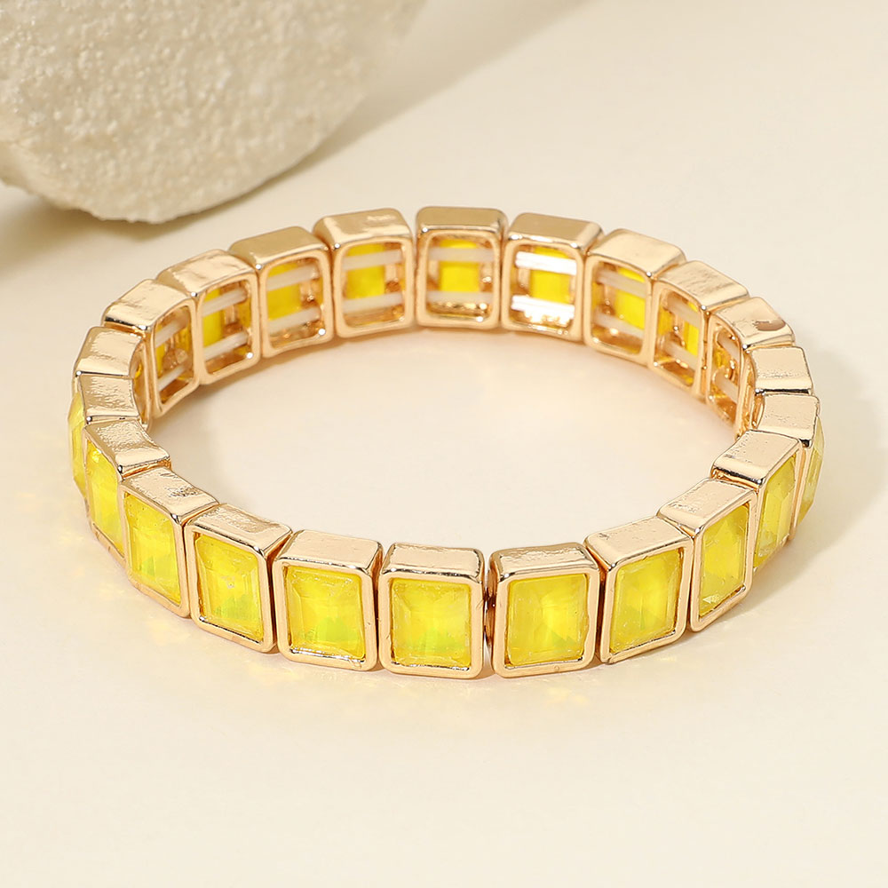 Rectangle Crystal Beaded Stretch Bracelet