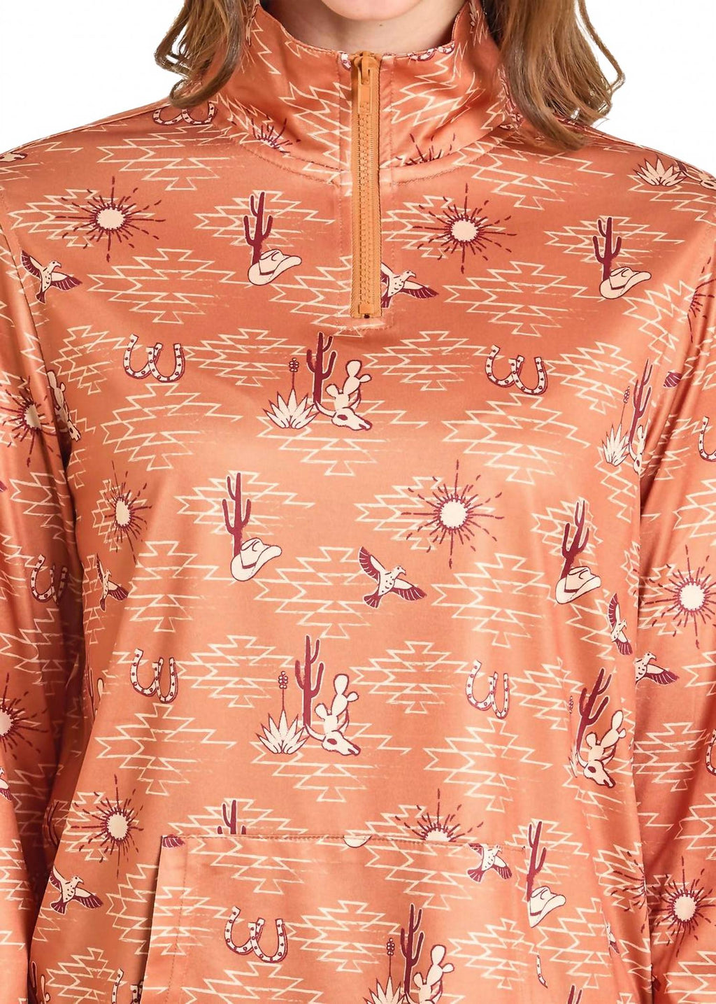 Slim Desert Print Performance Hoodie In Orange