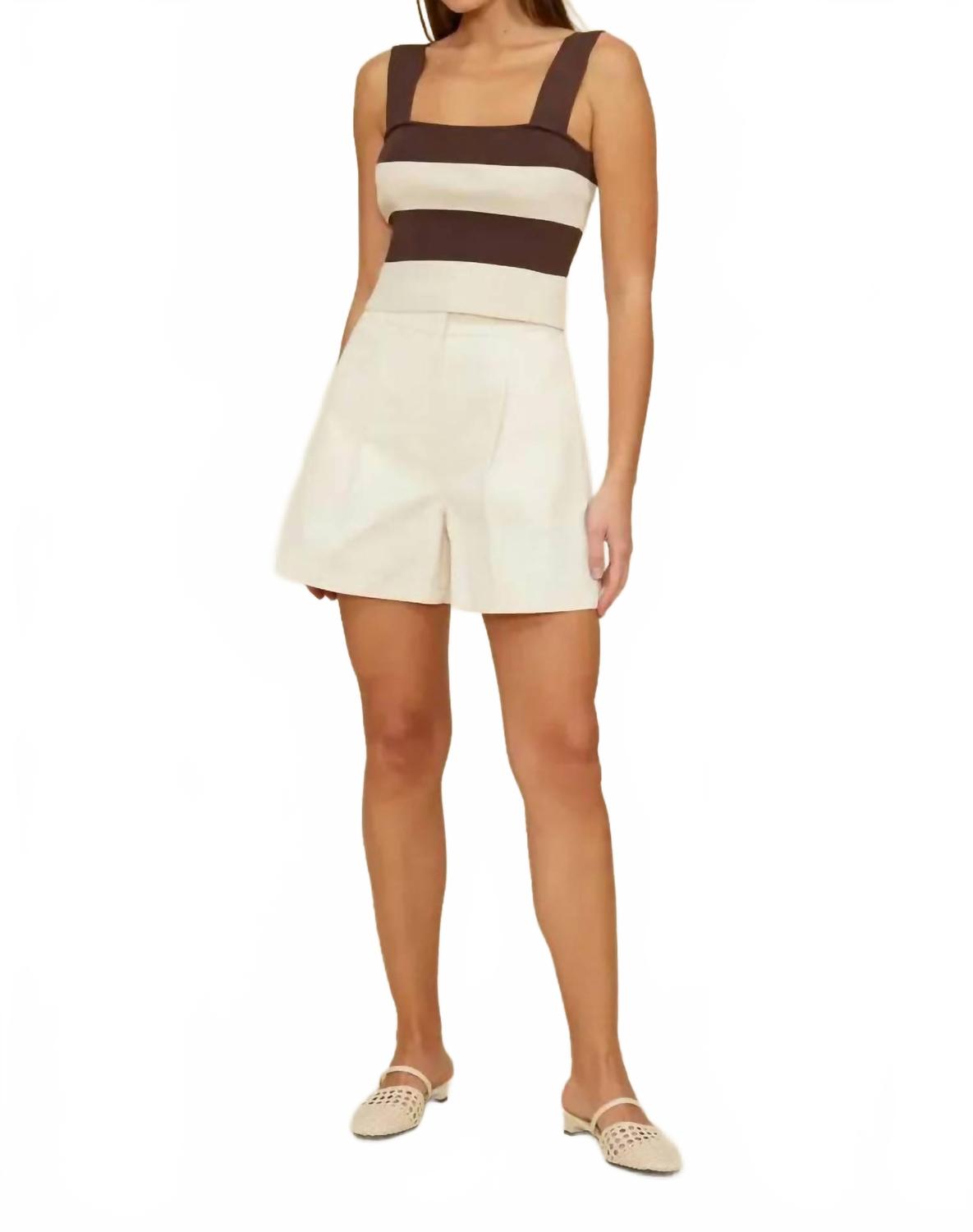 Lula Striped Knit Tank Top In Brown