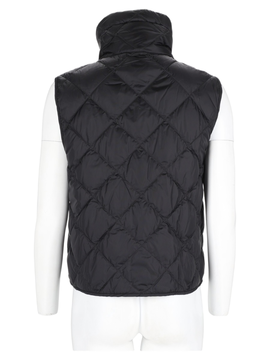 Quilted Black High Collar Polyamide Vest