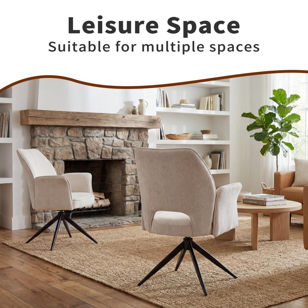 Set of 2 Modern Fabric Accent Chairs with Rotating Seats for Dining and Home Office