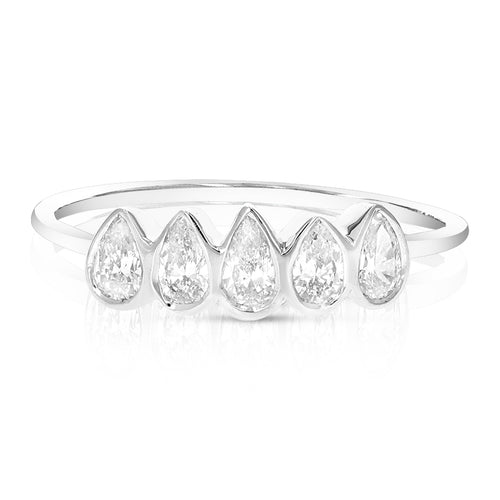 1/2 cttw Pear Lab Grown Diamond 5 Stone Engagement Ring in 14K White Gold For Women