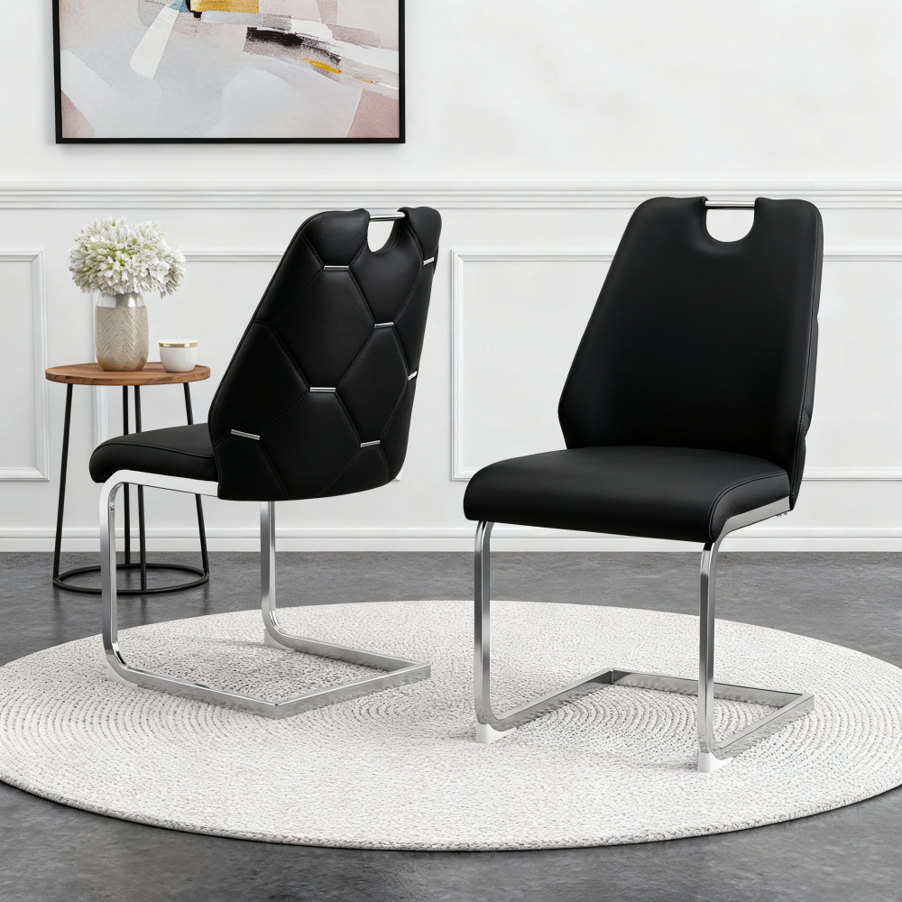 Set of 2 Modern Dining Room Chairs with Supportive Backs