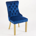 Set of 2 Velvet Dining Chairs with Tufted High Backs