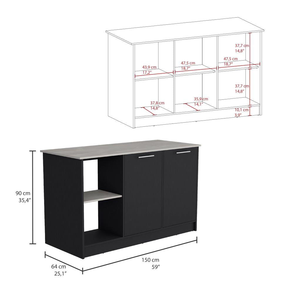 Multipurpose Kitchen Island with Spacious Top and Storage