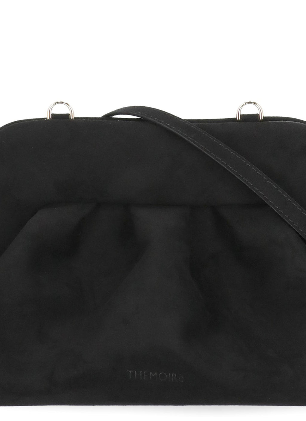 Black Bios Medium Embossed Logo Suede Handbag