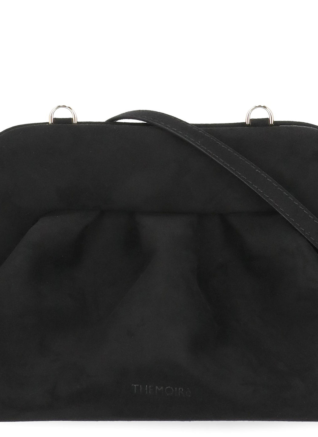 Black Bios Medium Embossed Logo Suede Handbag