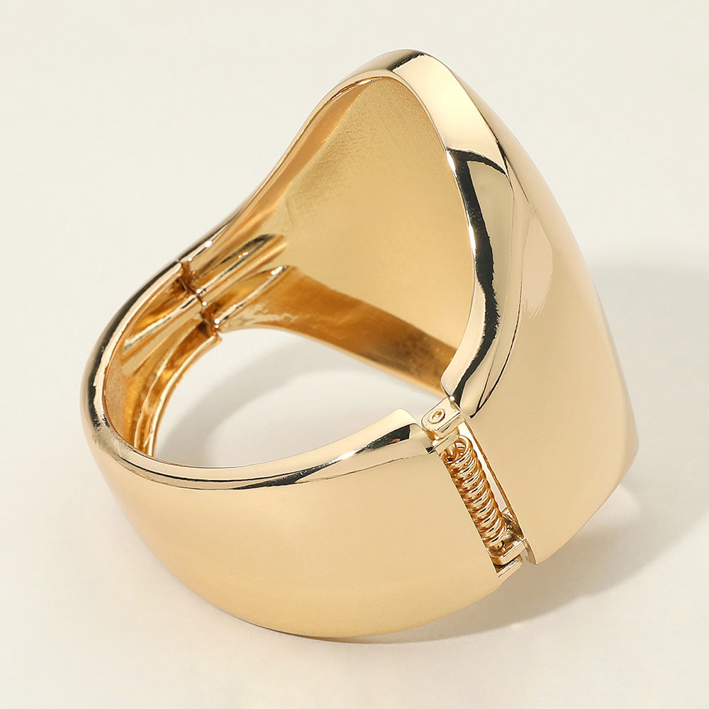 Bold Wide Sculptural Hinged Bangle Bracelet