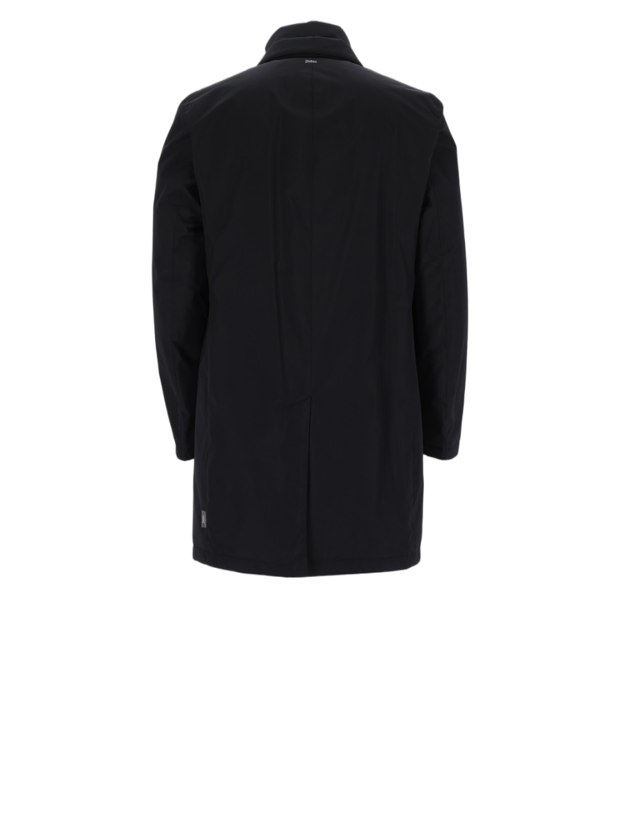 Tailored Black Hidden Zip Polyester Jacket